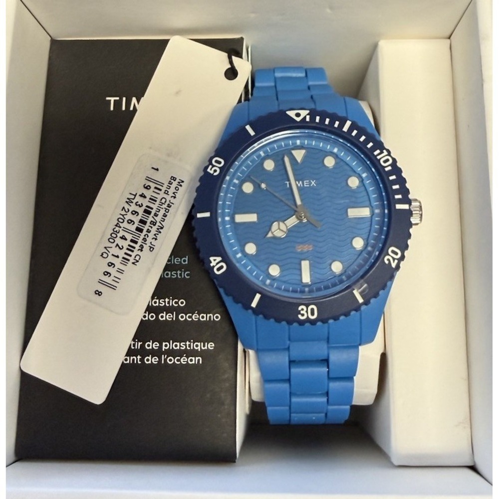 Timex Legacy Quartz Blue Tidal Ocean Dial Men's Watch TW2Y04300 Recycled Plastic